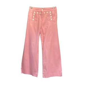 Rachel Antonoff Pink Overboard Sailor Pant Wide Leg Button Front Coastal Chic